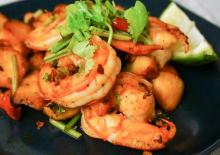 seafood dish with shrimp and salad