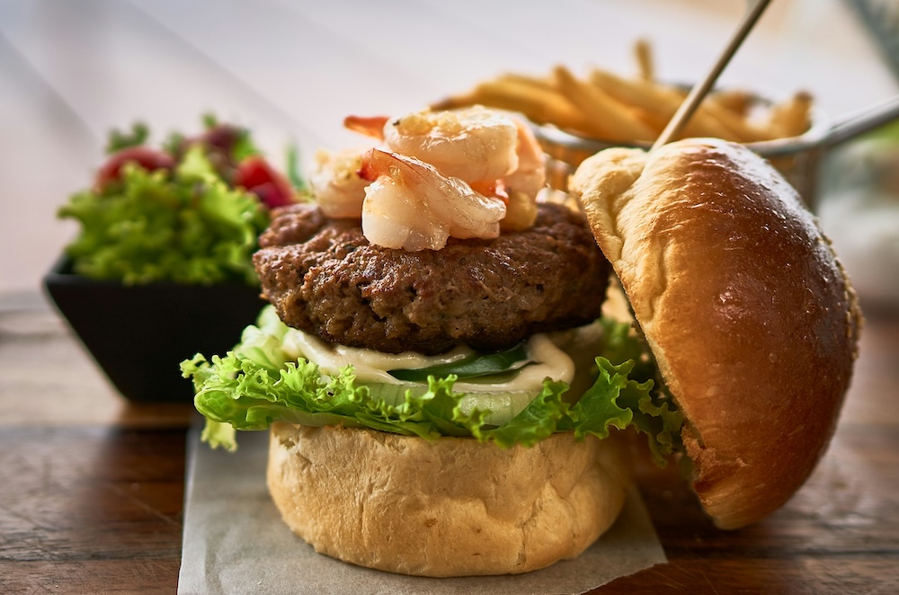 Shrimp burger on a fresh bun