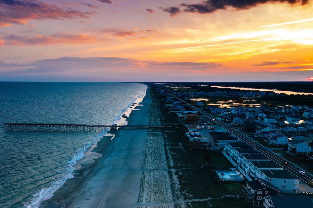 Holden Beach Pier at sunset 